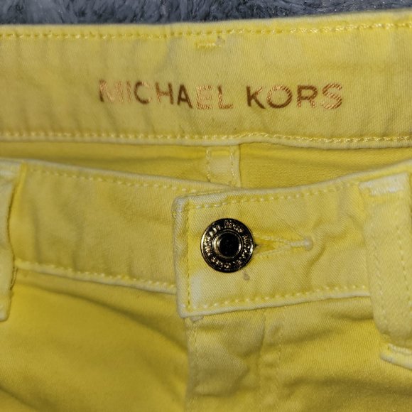 Michael Kors Izzy Cropped Yellow Jeans Size 6 - Picture 6 of 7